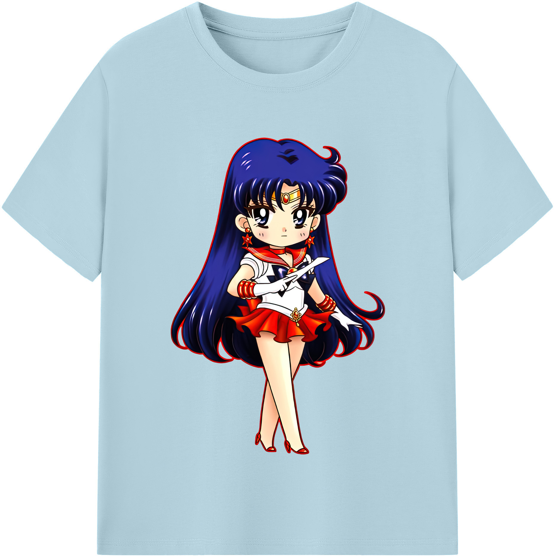 （画像用） 美少女戦士セーラームーン 火野レイ ひの レイ Sailor Moon Hino Rei （セーラーマーズ,Sailor Mars） 綿100％半袖Tシャツ（フロントプリント）